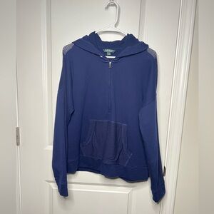 Lauren Ralph Lauren Navy blue Pullover Hoodie Sz L 3/4 Zip Mesh Pocket women